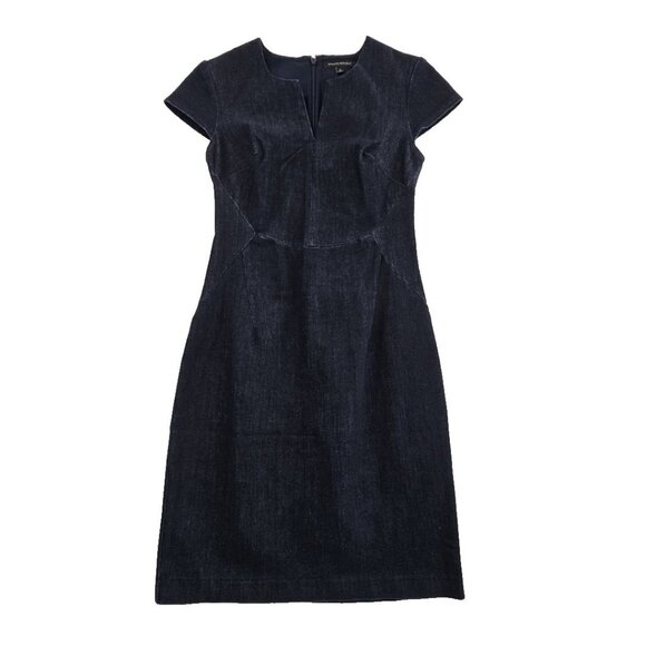 Banana Republic Angled Seam Pencil Dress Women's Sz 0 Short Sleeve Navy NWOT - Picture 1 of 16